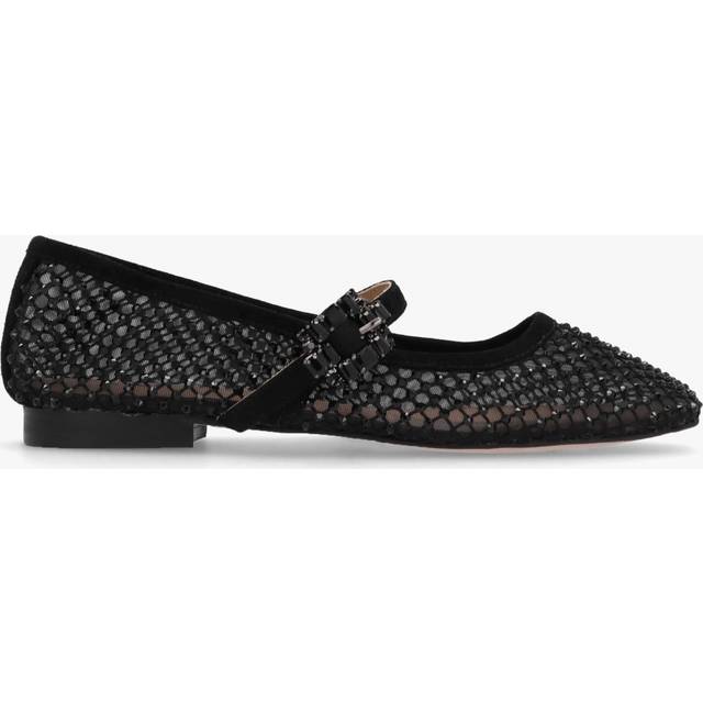 DANIEL Alma Black Suede Crystal Mesh Mary Jane Pumps Size: 40, Colour: Black Suede
