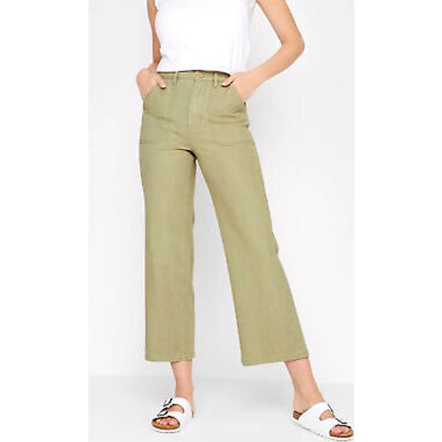 Lts Tall Bright Pink Cotton Twill Wide Leg Cropped Trousers 14 Lts | Tall Women's Wide Leg Trousers