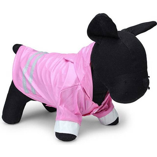(Pink, M) PU Leather Night Safe Reflective Effect Waterproof Pet Rain Coat