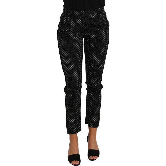 Dolce & Gabbana Black Dress Polka Dot Cropped Straight Pants - IT38|XS (IT42|M)