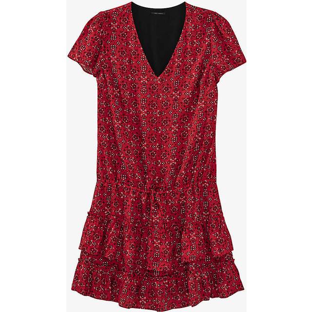 Ikks Womens Red Bandana-print Cap-sleeve Twill Mini Dress 8 - RED