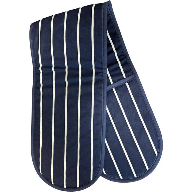 Double Oven Glove Navy Stripe Kitchen Pot Holder with Hanging Loop