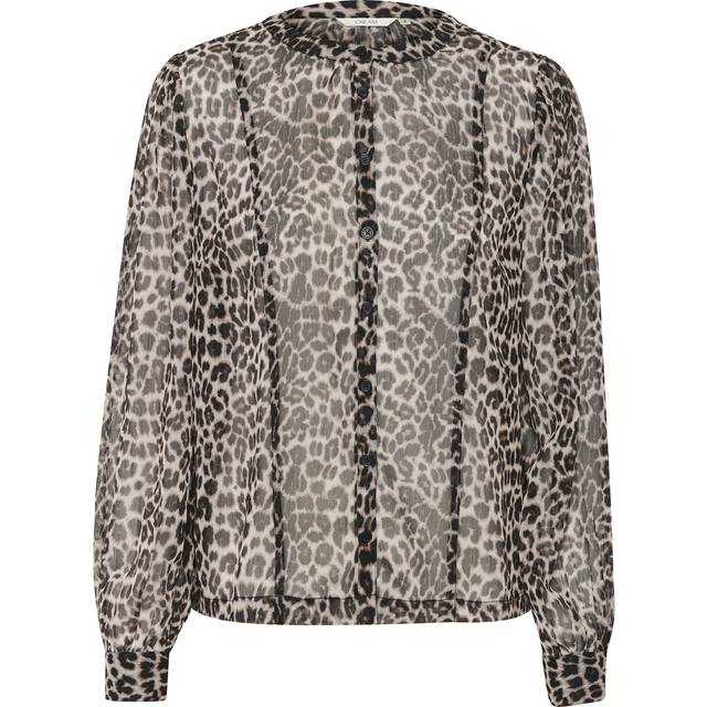 Cream, Blusar & Skjortor , Dam, 3Xl, Leopardmönstrad Långärmad Blus - brown (3XL)