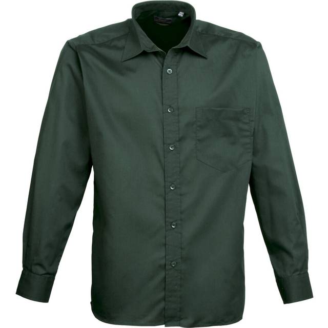 (16, Bottle) Premier Mens Long Sleeve Formal Plain Work Poplin Shirt