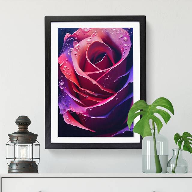 Rose Flower Vol.1 - Single Picture Frame Graphic Art - Walnut (46cm H x 34cm W x 2cm D)