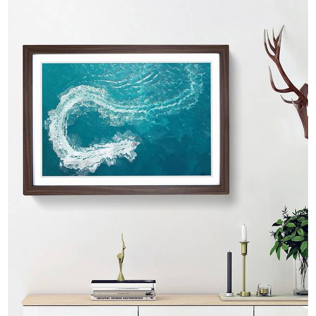 Speed Boat in Portugal in Abstract - Picture Frame Graphic Art Print - Walnut Framed (62cm H x 87cm W x 2cm D)