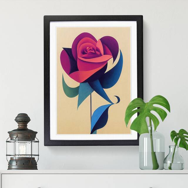 Kimballton Rose Flower Abstract Vol.1 - Picture Frame Print - Walnut (34cm H x 25cm W x 2cm D)