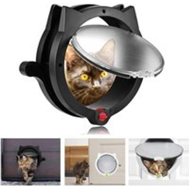Pet Door - 4 Way Lock, Unique Design, Easy to Install - Black