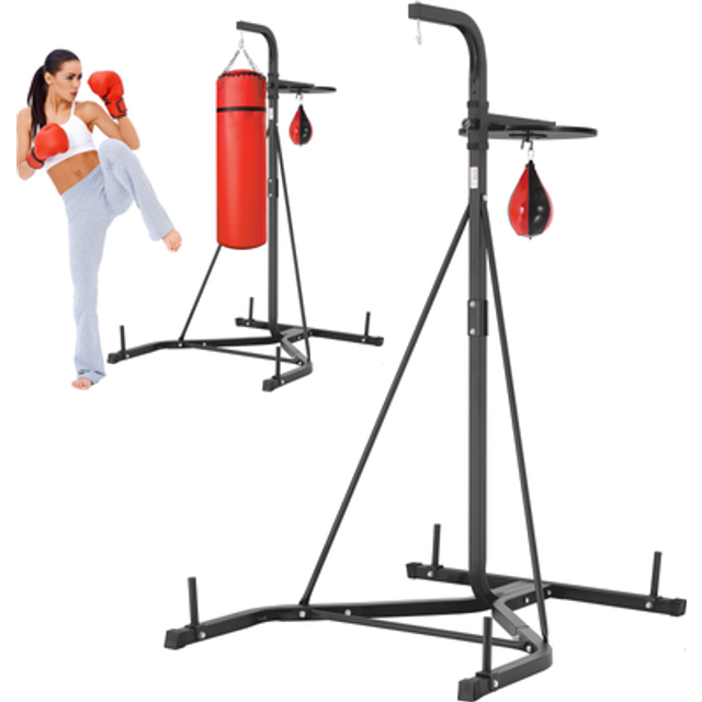 VEVOR 2-in-1-Boxsackst&#xE4;nder, Robustes Trainingsger&#xE4;t aus Stahl, H&#xF6;henverstellbarer Boxsack- und Speedbag-St&#xE4;nder, Freistehendes Sandsackgestell, H&#xE4;lt bis zu 181 kg, f&#xFC;r das Fitness-Studio zu Hause