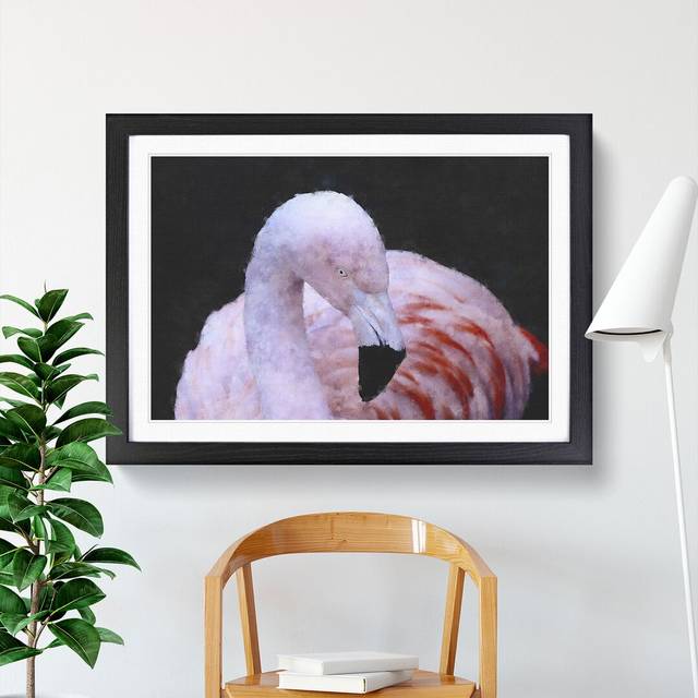 Pink Flamingo Vol.1 - Picture Frame Graphic Art - Black Framed (36cm H x 48cm W x 2cm D)