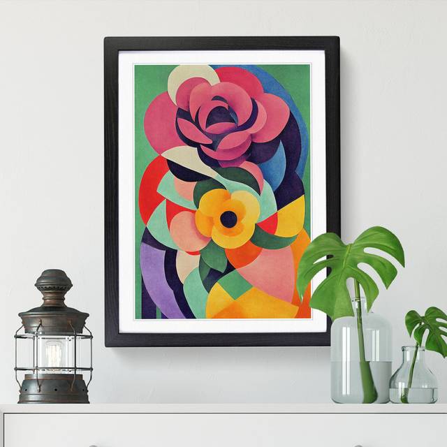 Kinde Rose Flower Abstract Vol.3 - Picture Frame Print - Walnut (34cm H x 25cm W x 2cm D)