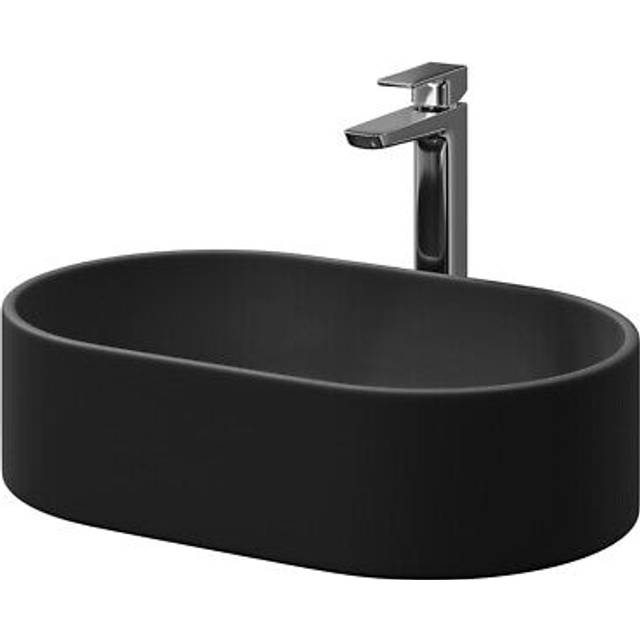 Wholesale Domestic Amadora Oval Countertop Basin | Matt Black | Ceramic | 550mm x 350mm