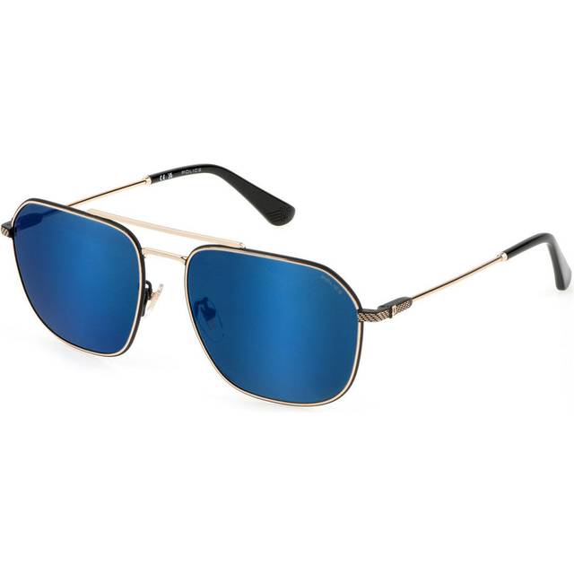 Police Sunglasses SPLF64 Octane 1 300B Shiny Pink Gold Smoke Mirror Blue