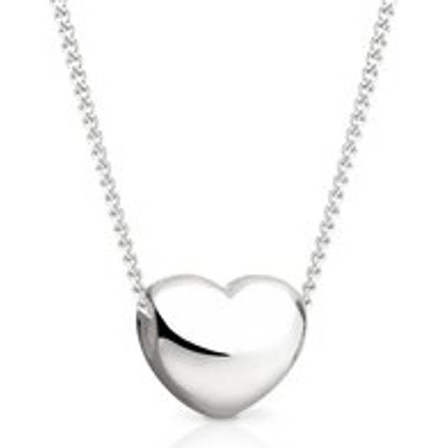 John Greed Signature Silver Floating Puffed Heart Necklace For Women - silver