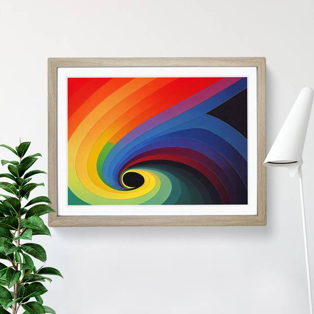 Abstract Rainbow Art Vol.4 - Picture Frame Graphic Art - Oak (25cm H x 34cm W x 2cm D)