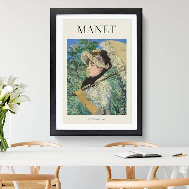 Jeanne Spring by Edouard Manet - Picture Frame Art Prints - Black Framed (48cm H x 36cm W x 2cm D)