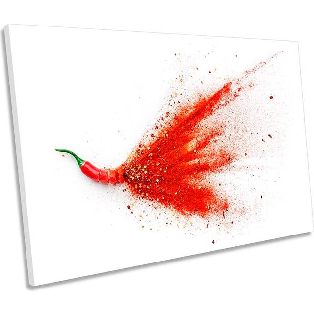 Red Chilli Explosion Kitchen Framed - Wrapped Canvas Art Prints - white (50.8cm H x 76.2cm W x 2cm D)