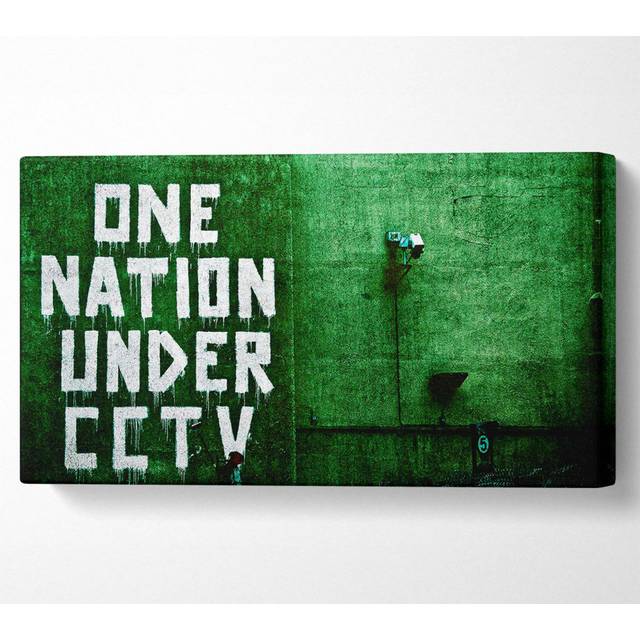 Kocher One Nation Under Cctv Green - Wrapped Canvas Art Prints (50.8cm H x 101.6cm W x 1cm D)