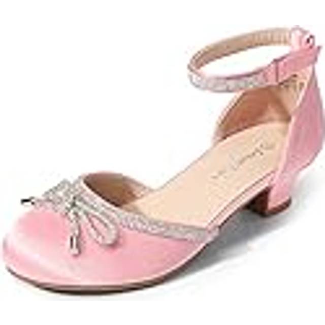 DREAM PAIRS Girls Dress Shoes Pumps Low Heels Sandals Flower Party Wedding Princess SDFL2318K Pink 13 Little Kid