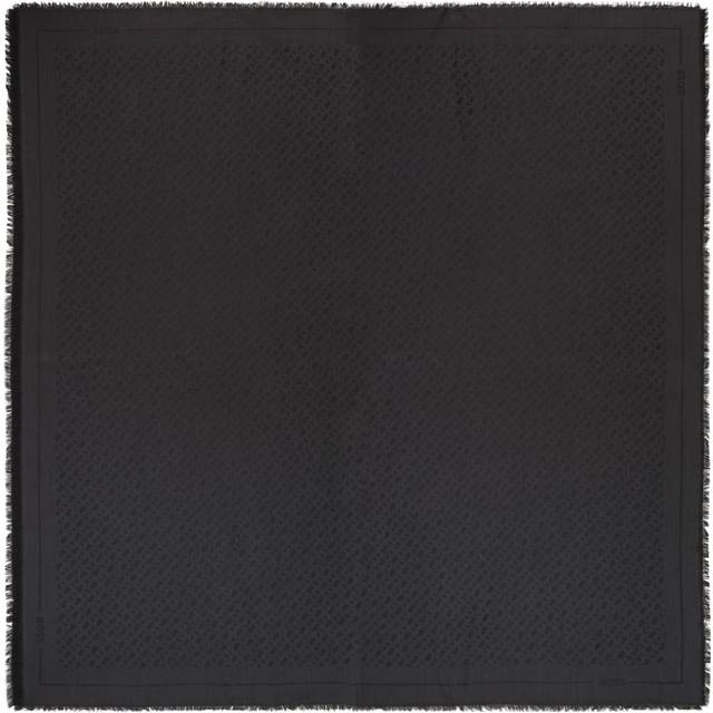 Monogram-jacquard scarf in modal and wool - Black