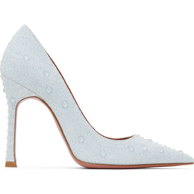 Amina Muaddi Blue Elsa Crystal Pump Heels - Light Denim - IT 36.5