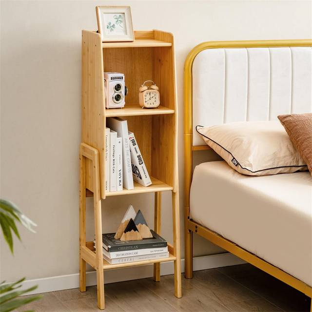 Bookshelf, Freestanding Storage Rack Bookcase - Yellow (113cm H X 37cm W X 27cm D)