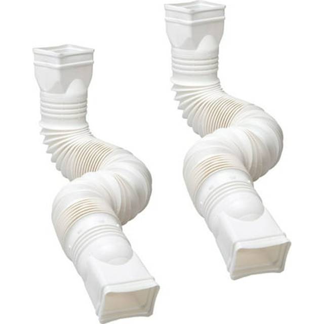 WholesalePlumbing Supply 2-Pack White Flexible Downspout Extension Gutter Connector Rainwater Drainage FD-85010-2PK