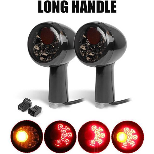 (Long Handle) Aluminum bullet LED Motorcycle rear turn signal DRL Brake tail Light flash