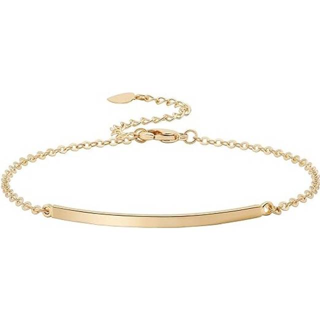 Dainty Gold Bar Bracelet for Women Simple Delicate Thin Cuff Bangle Hook Bracelet 18K Gold Plated Handmade Minimalist Jewelry