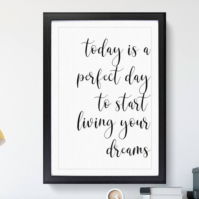 Today Is a Perfect Day - Picture Frame Typography - Black (65cm H x 48cm W x 2cm D)
