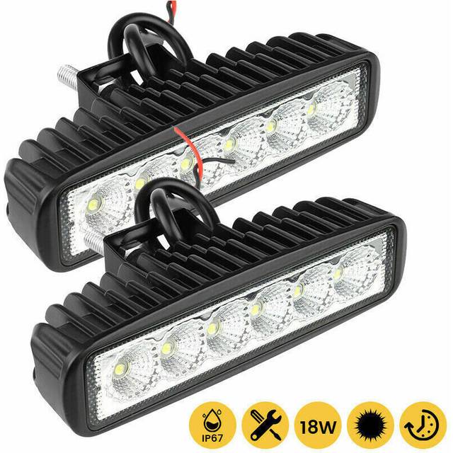 (Plastic enclosure) 2PCS 18w 6 LED Car Work Light DRL Spotlight High Bright Waterproof Auto