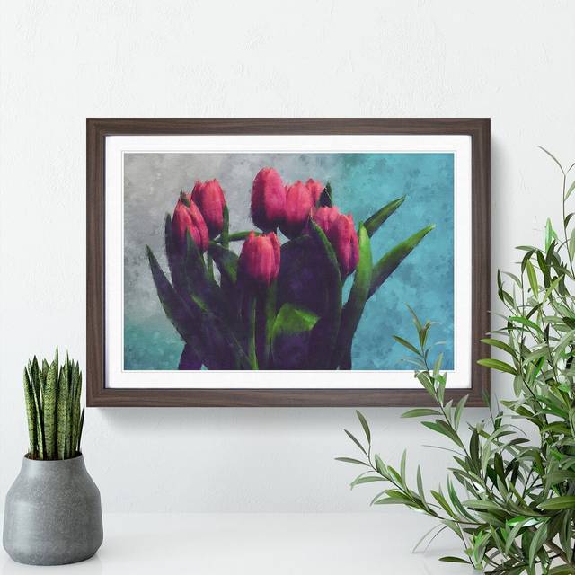 Bouquet Of Red Tulips Painting - Walnut (45cm H x 33cm W x 2cm D)