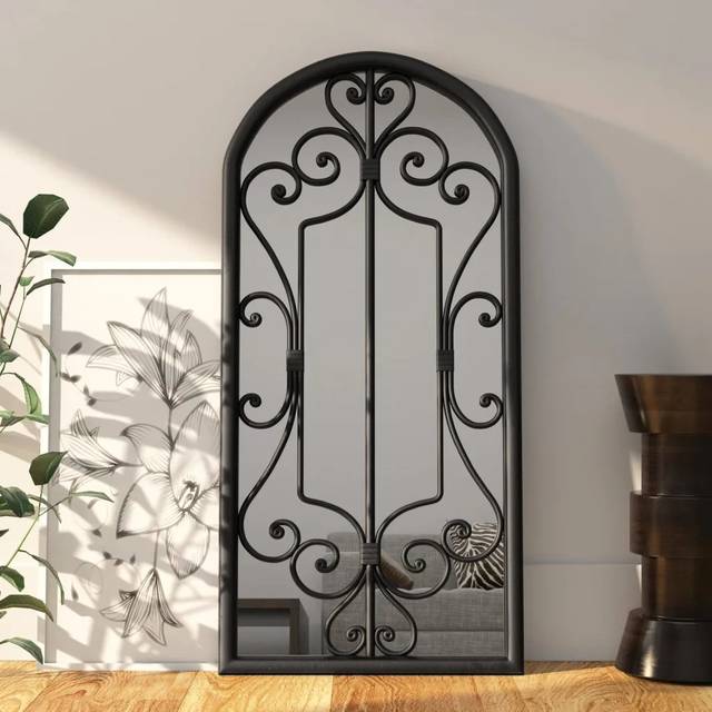 Rosalind Wheeler Mirror Black 100X45 Cm Iron For Indoor Use Black 100cm H x 45cm W