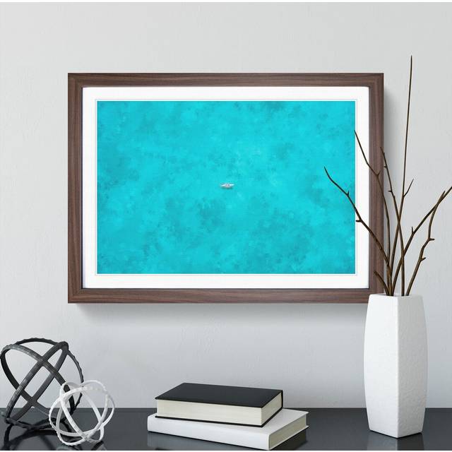Coasting Boat - Picture Frame Graphic Art - Walnut Framed (27cm H x 36cm W x 2cm D)