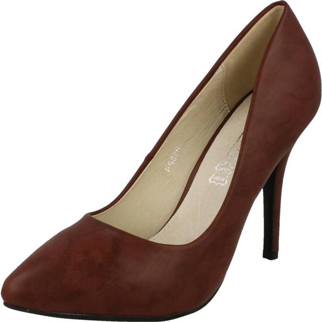 Ladies spot on high heel pointed toe court shoes: f9r665