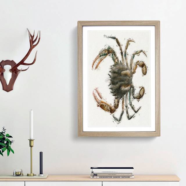 Lady Crab by J.E. De Kay - Picture Frame Painting Print - Oak Framed (48cm H x 36cm W x 2cm D)