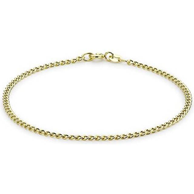 Carissima Gold Women's 9 ct Yellow Gold Hollow 2 mm Curb Chain Bracelet of Length 18 cm/7 Inch