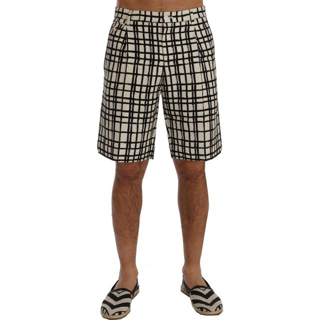 Dolce & Gabbana White Black Striped Casual Shorts - IT44 | XS - white (IT46 | S)