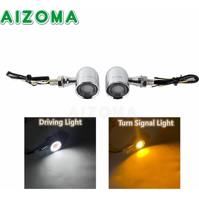 (4646 Chrome) 10mm Motorcycle Smoke Lens Red Amber LED Turn Signal Light Bullet Flashing