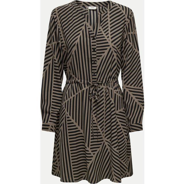 Graphic Print Mini Dress with Long Sleeves - black/brown - XS