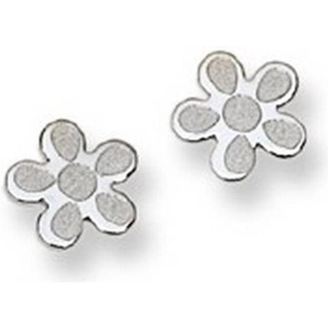 Flower Motif Stud Baby Earrings in 14K White Gold