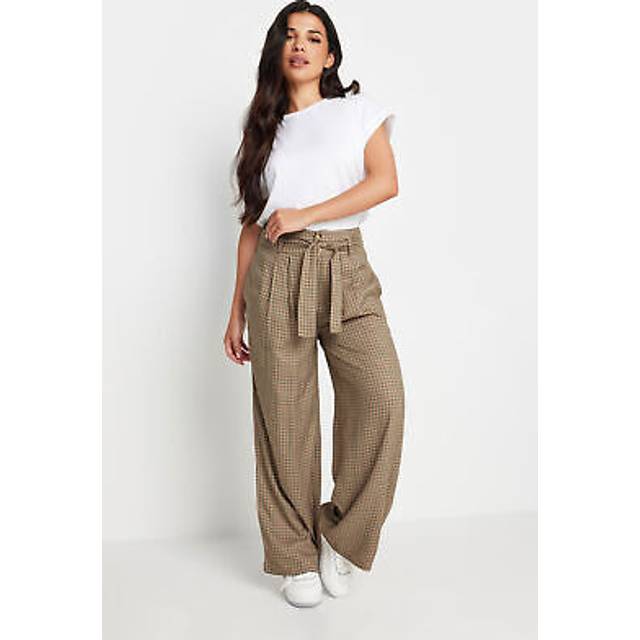 Pixiegirl Brown Check Wide Leg Trousers 12 Pixiegirl | Petite Women's Wide Leg Trousers