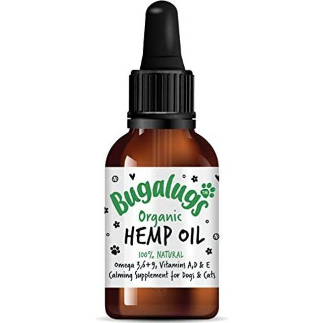 Bugalugs Hemp Oil Dog Calming Products 50ml- Nervous dog products for dog anxiety relief - Hemp oil for dogs uk & cats, organic food supplements with