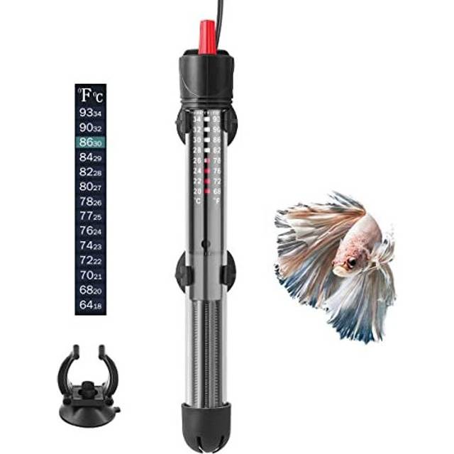 HITOP HP-608 Submersible Aquarium Heater 100W 200W With Thermometer and Extra Sucker Cup (100W)