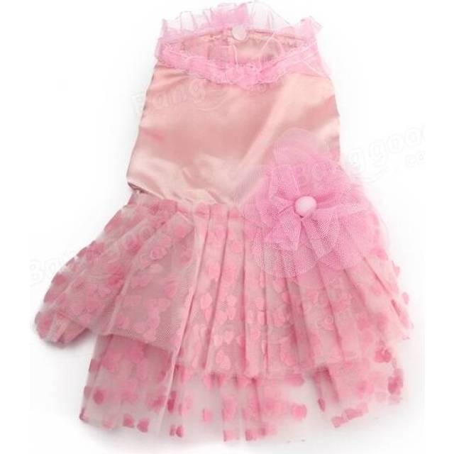 (XL) Summer Pet Dog Princess Dress Heart Lace Dog Cat Wedding Dress