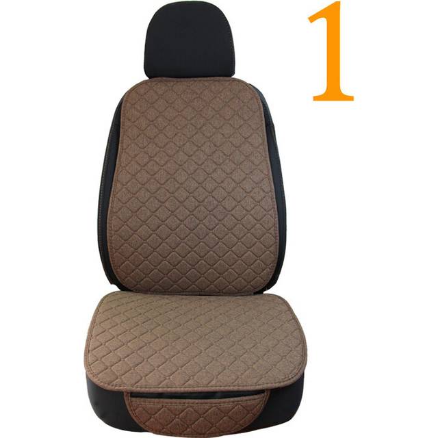 (1 front coffee) Flax Car Seat Cover Protector Universal Linen Front Rear Back Cushion