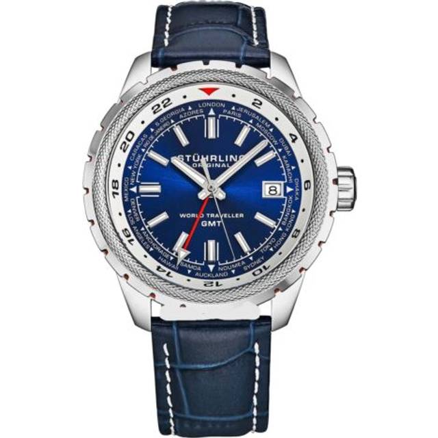 Global Voyager 1014 GMT 42mm World Timer Watch - Blue - One Size