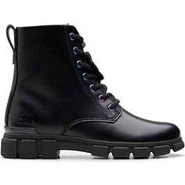 Clarks Kids' Evyn Top Leather Lace-Up Boots, Black