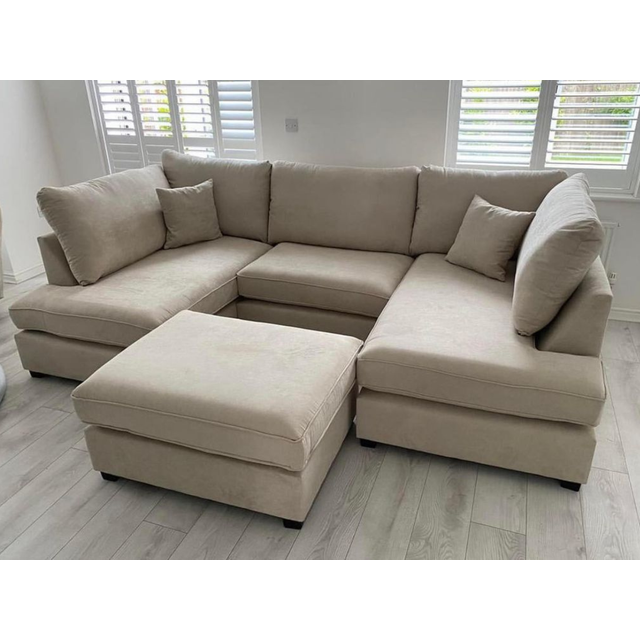 The carnaby range u shape corner sofa cream kensington fabric chaise footstool
