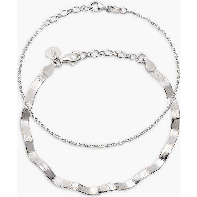 Daisy London Forever Wavy Chain Bracelet, Pack of 2, Gold